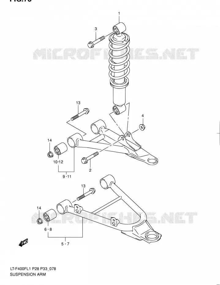AMORTISSEUR - TRIANGLES Suzuki QUAD 400 KINGQUAD 2011  LT-F400F L1/LT-F400FZ L1 (P03,P28,P33)