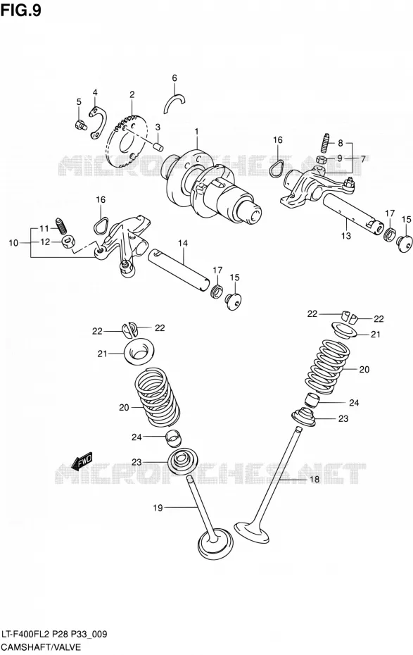 ARBRE A CAMES - VALVE Suzuki QUAD 400 KINGQUAD 2012  LT-F400F L2/LT-F400FZ L2 (P03,P28,P33)