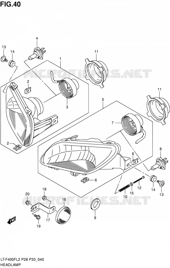 PHARE (LT-F400FZL2 P28) Suzuki QUAD 400 KINGQUAD 2012  LT-F400F L2/LT-F400FZ L2 (P03,P28,P33)