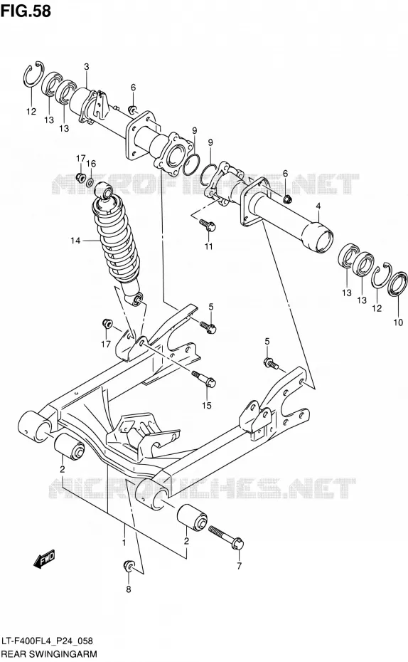 BRAS OSCILLANT ARRIERE Suzuki QUAD 400 KINGQUAD 2014  LT-F400F L4 (P24)