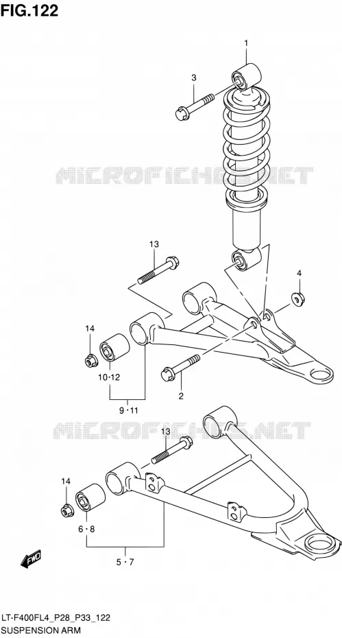 AMORTISSEUR - TRIANGLES (LT-F400FZL4 P33) Suzuki QUAD 400 KINGQUAD 2014  LT-F400F L4/LT-F400FZ L4 (P03,P28,P33)