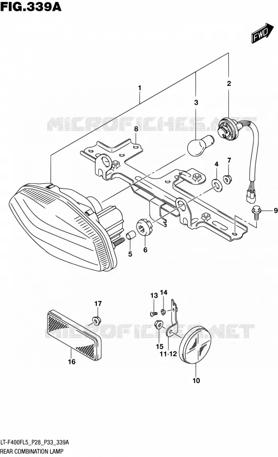 ENSEMBLE FEU ARRIERE (LT-F400FL5 P28) Suzuki QUAD 400 KINGQUAD 2015  LT-F400F L5/LT-F400FZ L5 (P03,P28,P33)