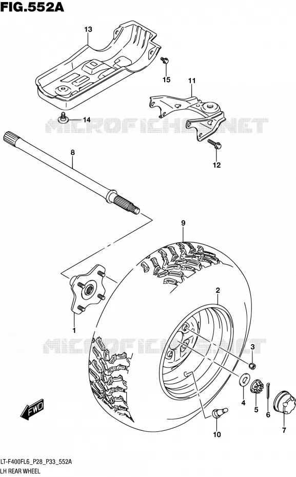 ROUE ARRIERE GAUCHE Suzuki QUAD 400 KINGQUAD 2016  LT-F400F L6 (P03,P28,P33)
