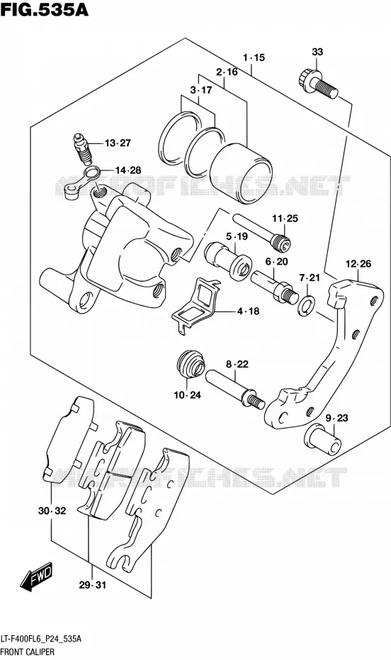 ETRIER DE FREIN AVANT Suzuki QUAD 400 KINGQUAD 2016  LT-F400F L6 (P24)