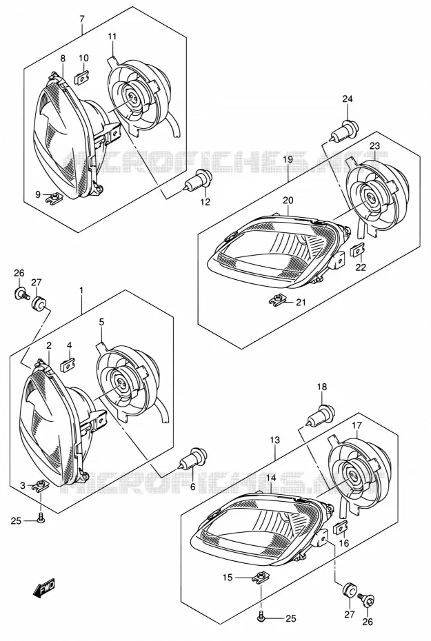 PHARE (MODELE K5 P24) Suzuki QUAD 400 EIGER 2007  LT-F400 K7 (P17,P24)