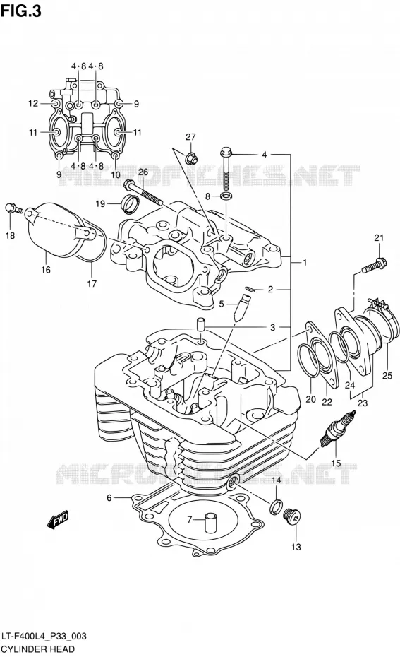 CULASSE (LT-F400ZL4 P33) Suzuki QUAD 400 KINGQUAD 2014  LT-F400 L4/LT-F400Z L4 (P03,P28,P33)