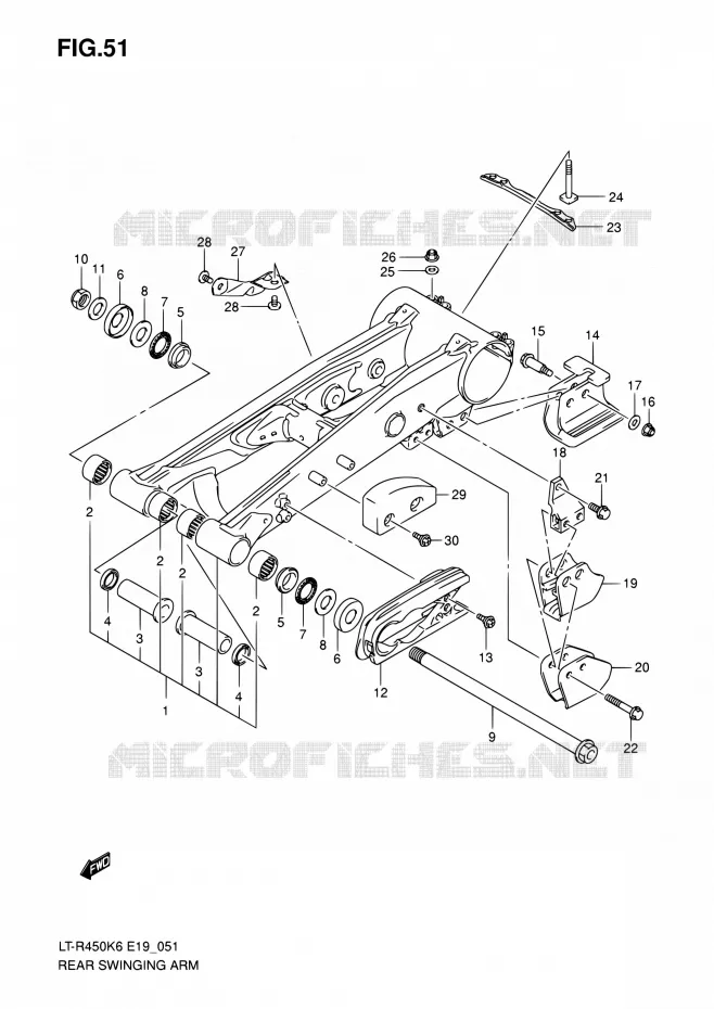 BRAS OSCILLANT ARRIERE Suzuki QUAD 450 QUADRACER 2010  LT-R450 L0/LT-R450Z L0 (E19)