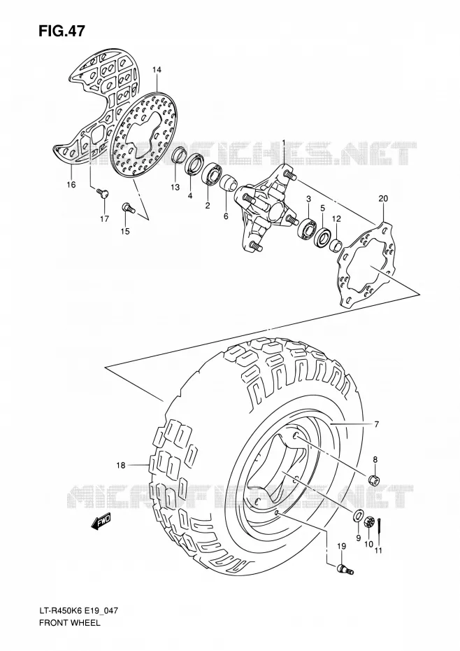 ROUE AVANT Suzuki QUAD 450 QUADRACER 2010  LT-R450 L0/LT-R450Z L0 (E19)