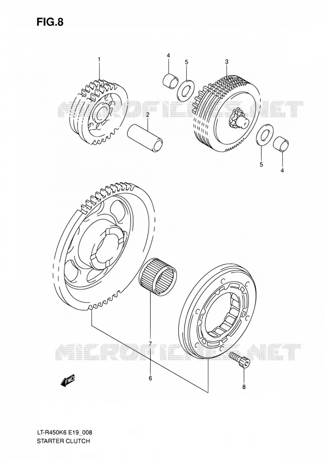 ROUE LIBRE DE DEMARREUR Suzuki QUAD 450 QUADRACER 2010  LT-R450 L0/LT-R450Z L0 (E19)