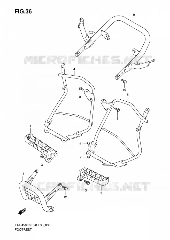 REPOSE PIED Suzuki QUAD 450 QUADRACER 2010  LT-R450 L0/LT-R450Z L0 (E28,E33)