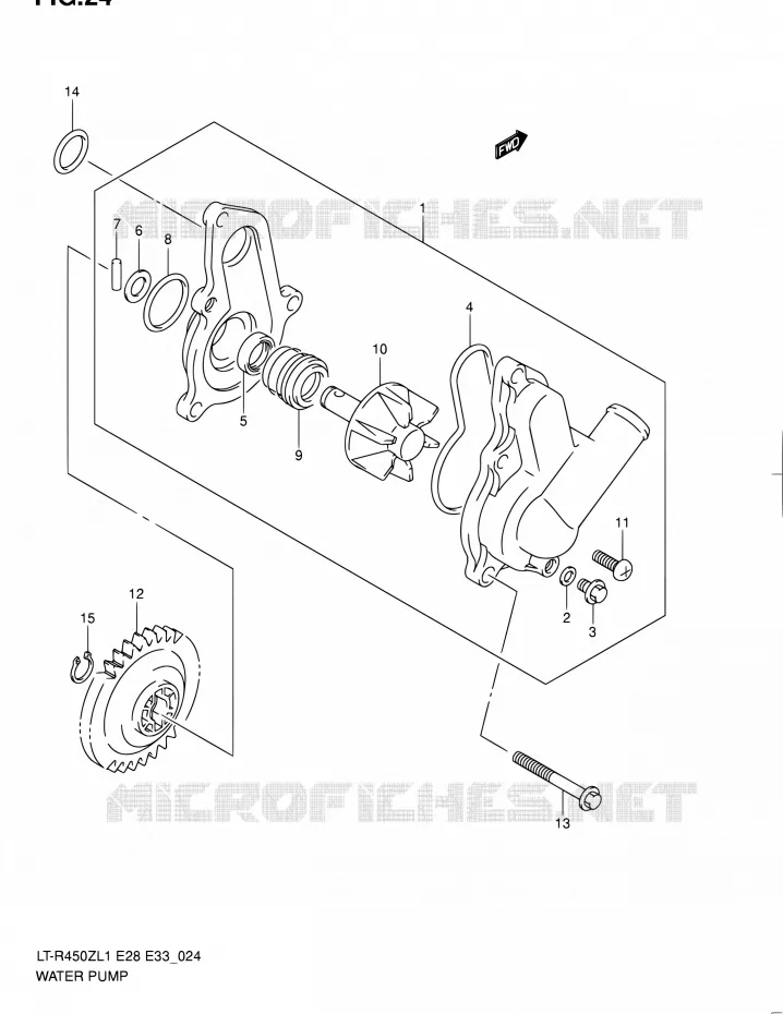 POMPE A EAU Suzuki QUAD 450 QUADRACER 2011  LT-R450 L1/LT-R450Z L1 (E03,E28,E33)