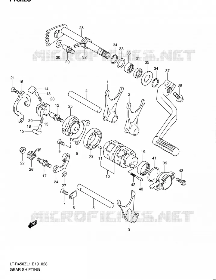 ENSEMBLE SELECTEUR DE VITESSES (LT-R450L1 E19) Suzuki QUAD 450 QUADRACER 2011  LT-R450 L1/LT-R450Z L1 (E19)