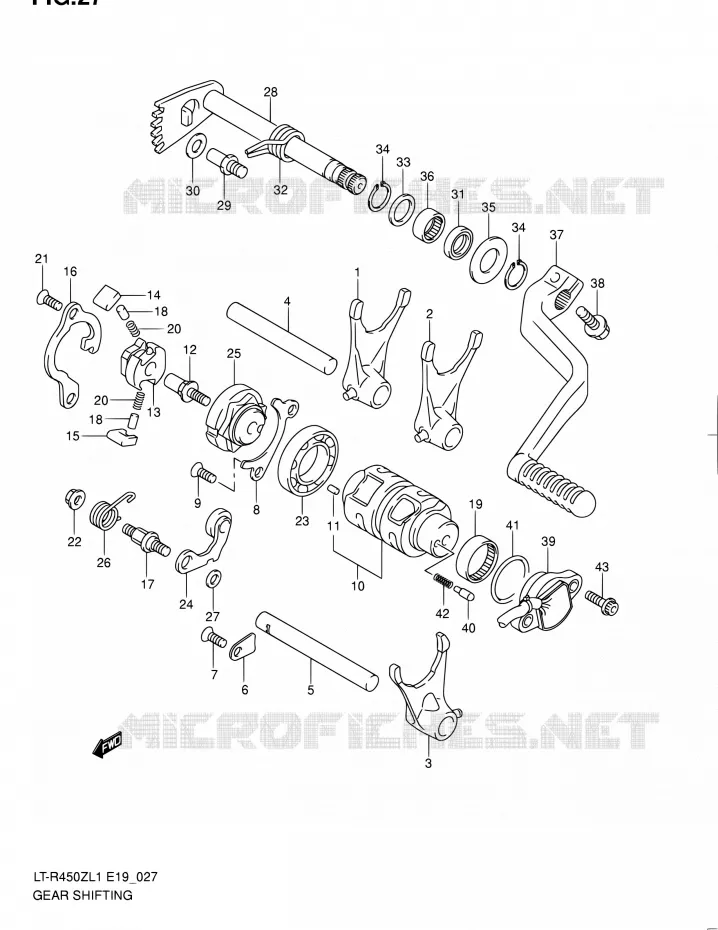 ENSEMBLE SELECTEUR DE VITESSES (LT-R450ZL1 E19) Suzuki QUAD 450 QUADRACER 2011  LT-R450 L1/LT-R450Z L1 (E19)