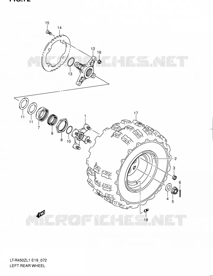 ROUE ARRIERE GAUCHE (LT-R450ZL1 E19) Suzuki QUAD 450 QUADRACER 2011  LT-R450 L1/LT-R450Z L1 (E19)