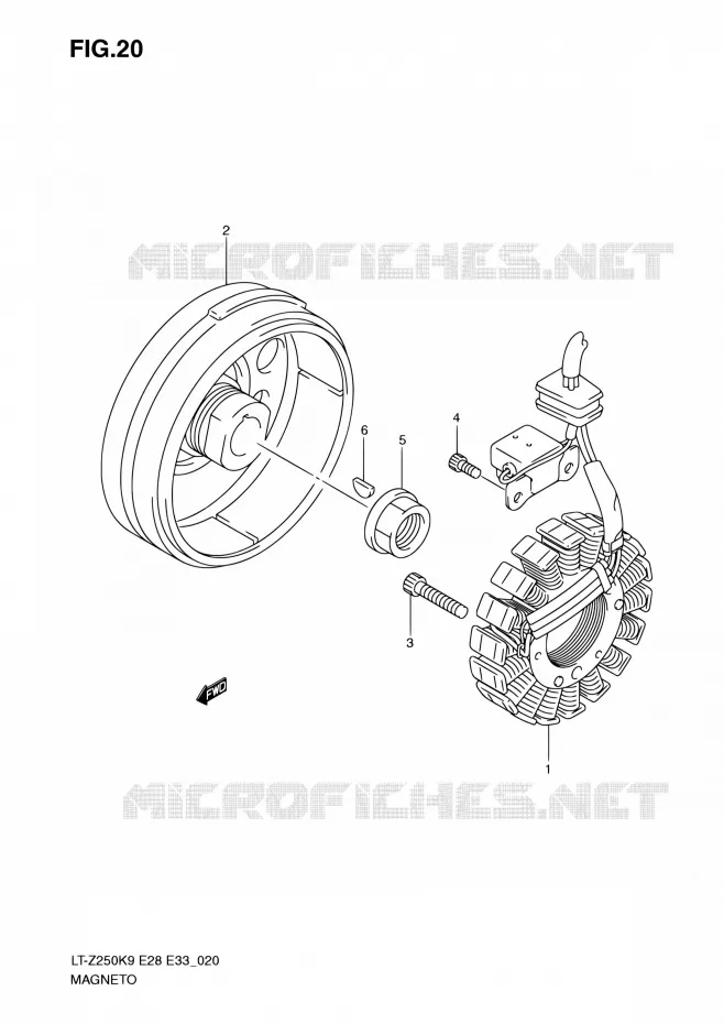 ALLUMAGE ROTOR - STATOR Suzuki QUAD 250 QUADSPORT 2010  LT-Z250 L0/LT-Z250Z L0 (E28,E33)
