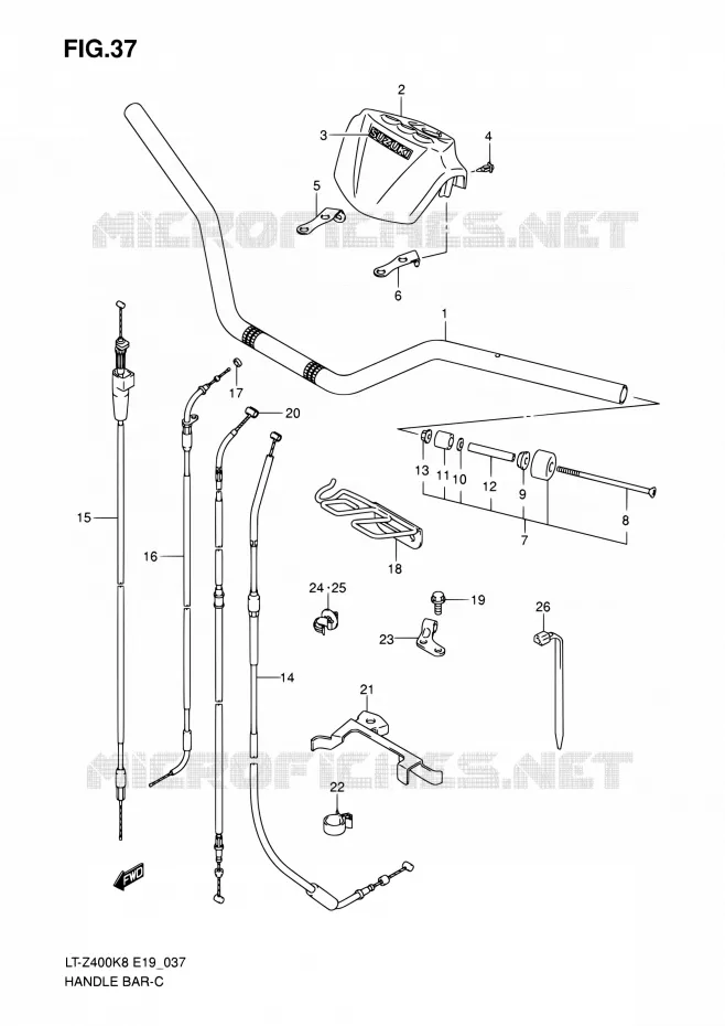 GUIDON Suzuki QUAD 400 QUADSPORT 2008  LT-Z400 K8/LT-Z400Z K8 (E19)