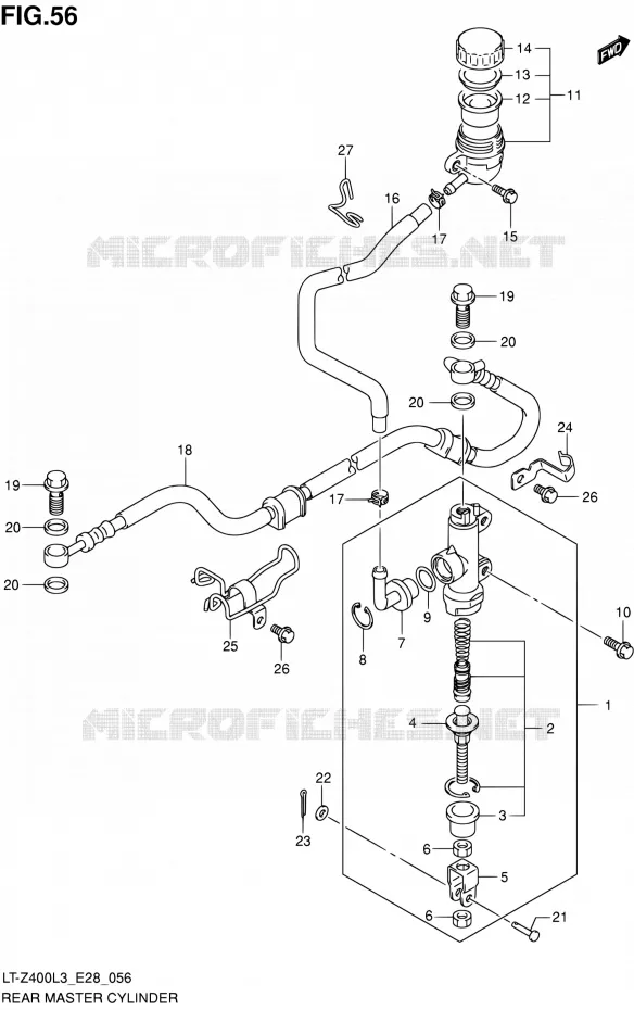MAITRE CYLINDRE ARRIERE Suzuki QUAD 400 QUADSPORT 2013  LT-Z400 L3 (E28)
