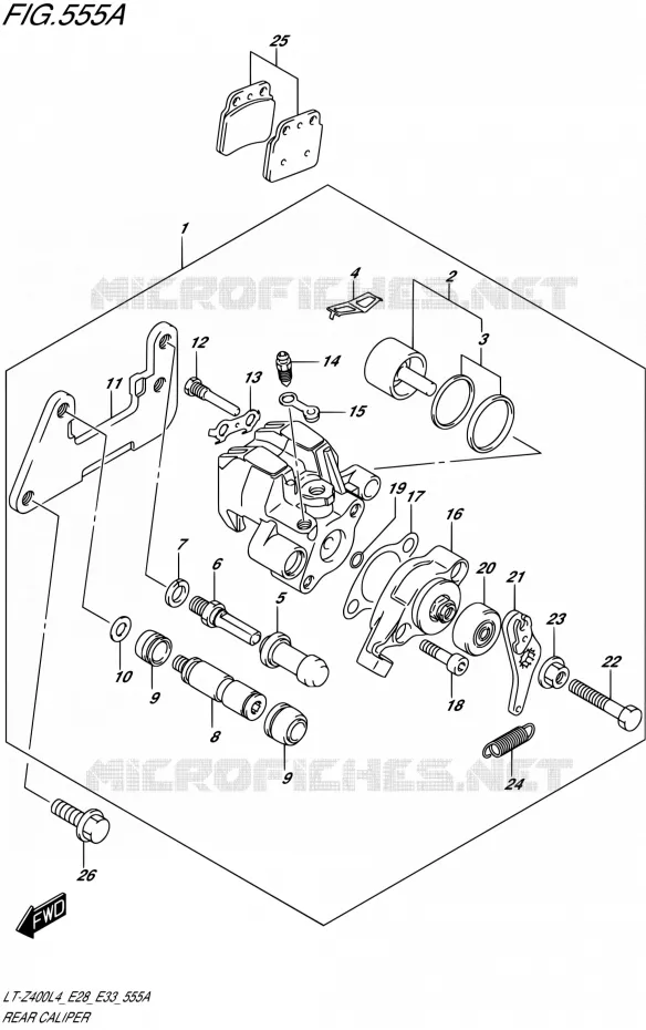 ETRIER DE FREIN ARRIERE Suzuki QUAD 400 QUADSPORT 2014  LT-Z400 L4