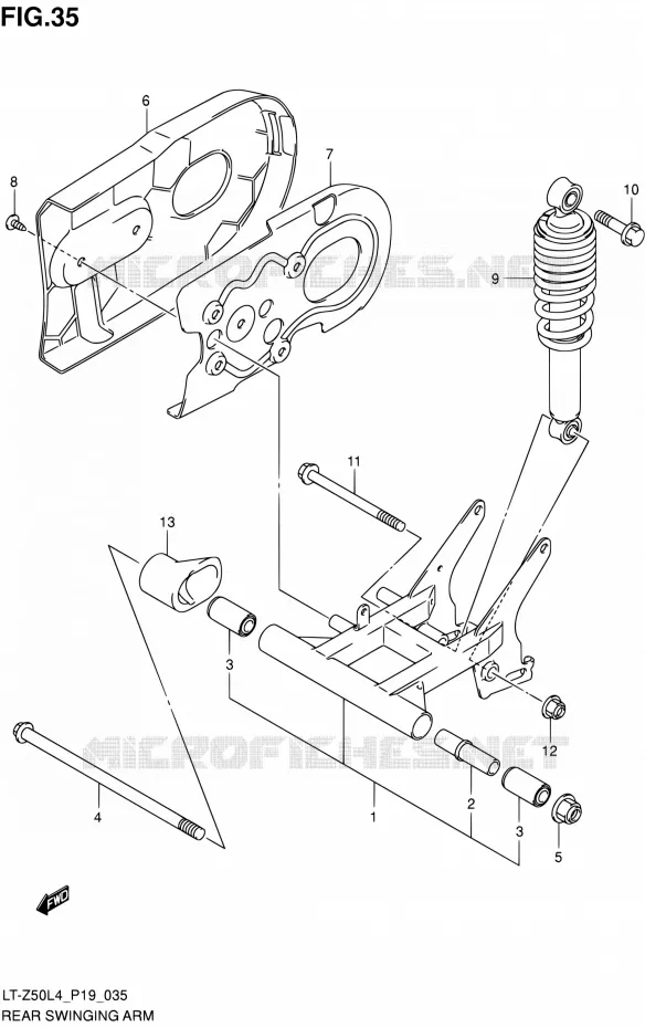 BRAS OSCILLANT ARRIERE Suzuki QUAD 50 QUADSPORT 2014  LT-Z50 L4 (P19)