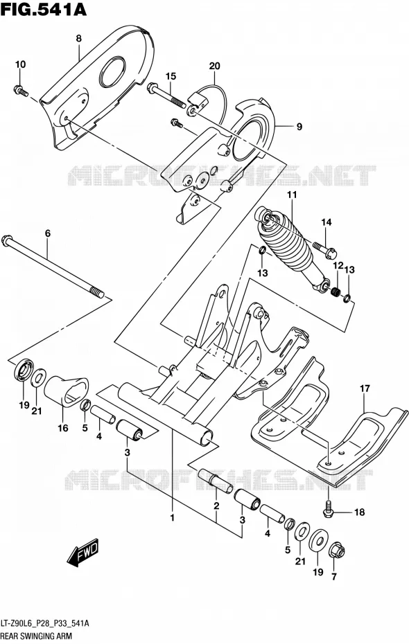 BRAS OSCILLANT ARRIERE Suzuki QUAD 90 QUADSPORT 2016  LT-Z90 L6 (P03,P28,P33)