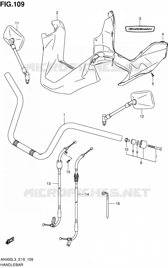 GUIDON (AN400ZAL3 E02) Suzuki SCOOTER 400 BURGMAN 2013  AN400A L3 (E02,E19,E24)