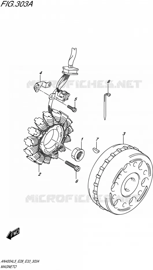 ALLUMAGE ROTOR - STATOR Suzuki SCOOTER 400 BURGMAN 2015  AN400A L5/AN400ZA L5 (E03,E28,E33)