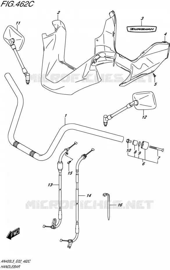 GUIDON (AN400AL5 E19) Suzuki SCOOTER 400 BURGMAN 2015  AN400A L5 (E02)