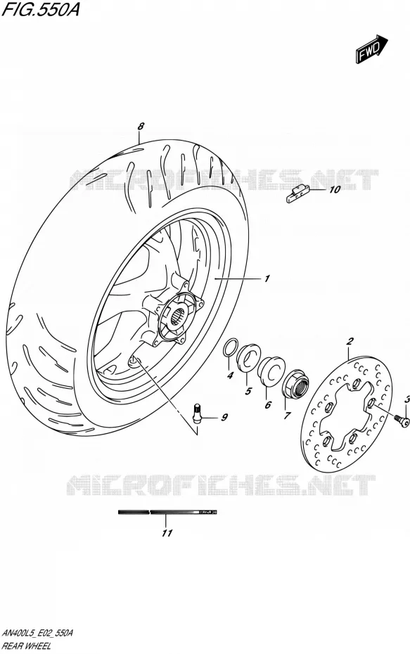 ROUE ARRIERE (AN400L5 E19) Suzuki SCOOTER 400 BURGMAN 2015  AN400A L5 (E02)