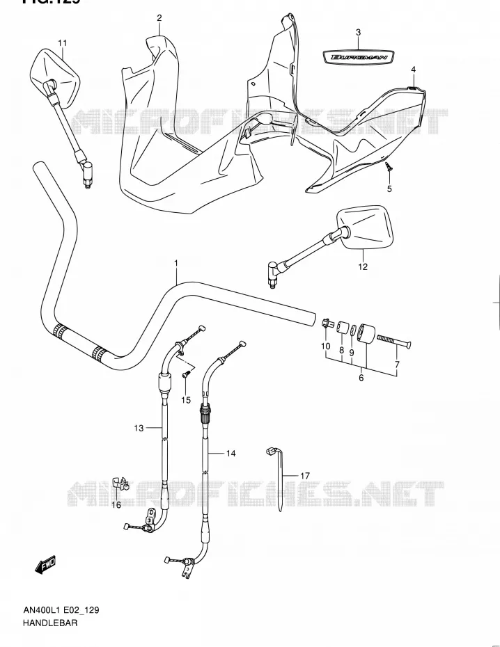 GUIDON (AN400ZAL1 E02) Suzuki SCOOTER 400 BURGMAN 2011  AN400ZA L1 (E02,E19,E51)