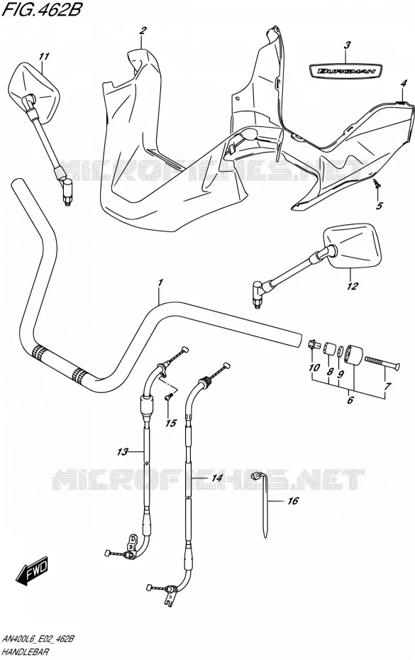 GUIDON (AN400AL6 E02) Suzuki SCOOTER 400 BURGMAN 2016  AN400ZA L6 (E02)