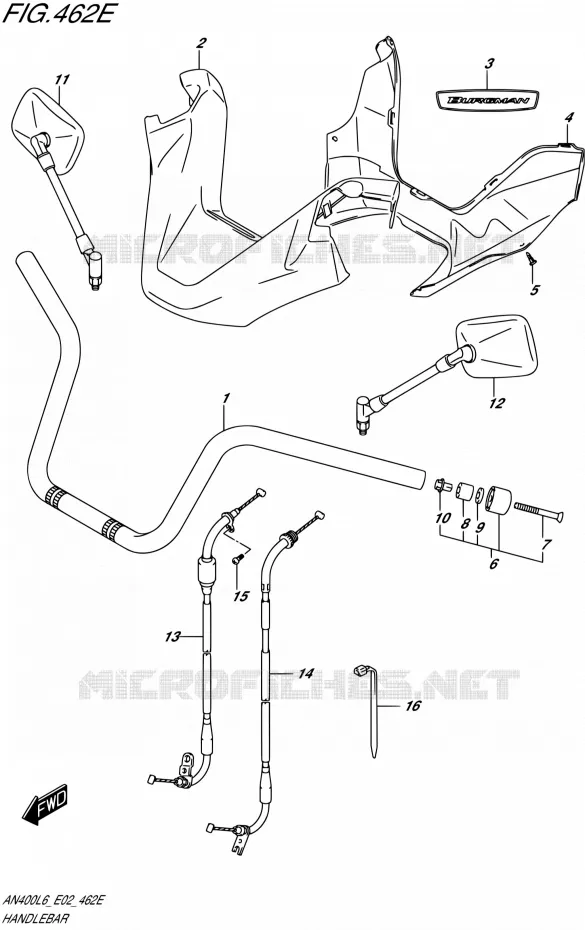 GUIDON (AN400ZAL6 E19) Suzuki SCOOTER 400 BURGMAN 2016  AN400ZA L6 (E19)