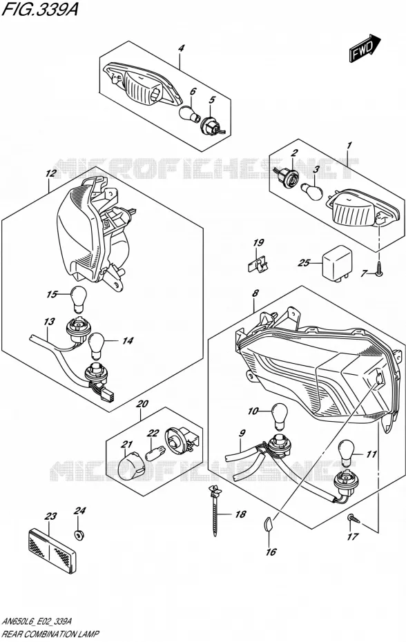 ENSEMBLE FEU ARRIERE Suzuki SCOOTER 650 BURGMAN 2016  AN650Z L6 (E02)