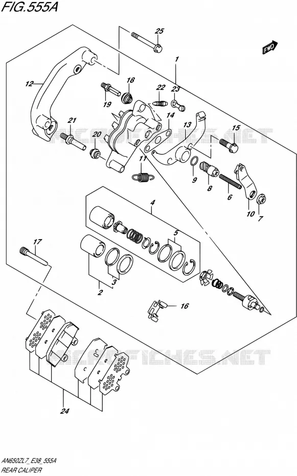 ETRIER DE FREIN ARRIERE Suzuki SCOOTER 650 BURGMAN 2017  AN650Z L7 (E38)