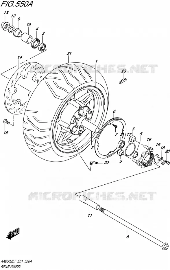 ROUE ARRIERE Suzuki SCOOTER 650 BURGMAN 2017  AN650Z L7 (E51)