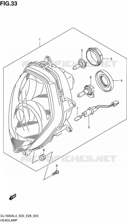 PHARE Suzuki MOTO 1000 V-STROM 2014  DL1000A L4 (E03,E28,E33)