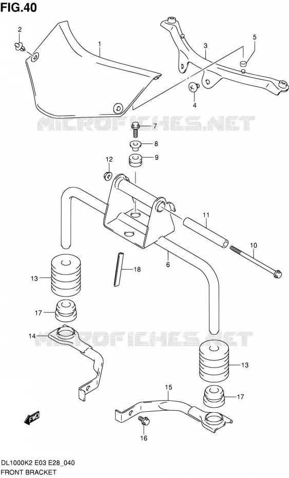SUPPORTS AVANT Suzuki MOTO 1000 V-STROM 2003  DL1000 K3 (E03,E28,E33)