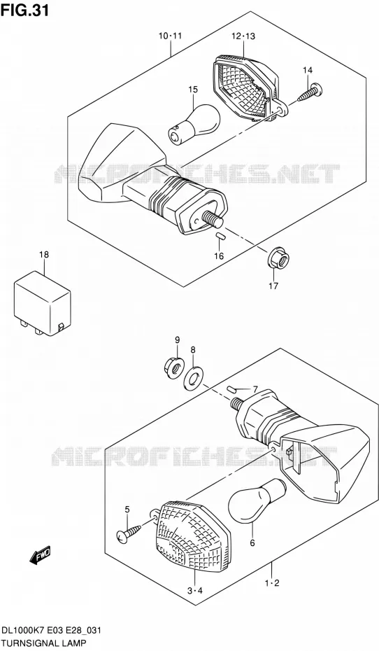 CLIGNOTANTS Suzuki MOTO 1000 V-STROM 2010  DL1000 L0 (E03,E28,E33)