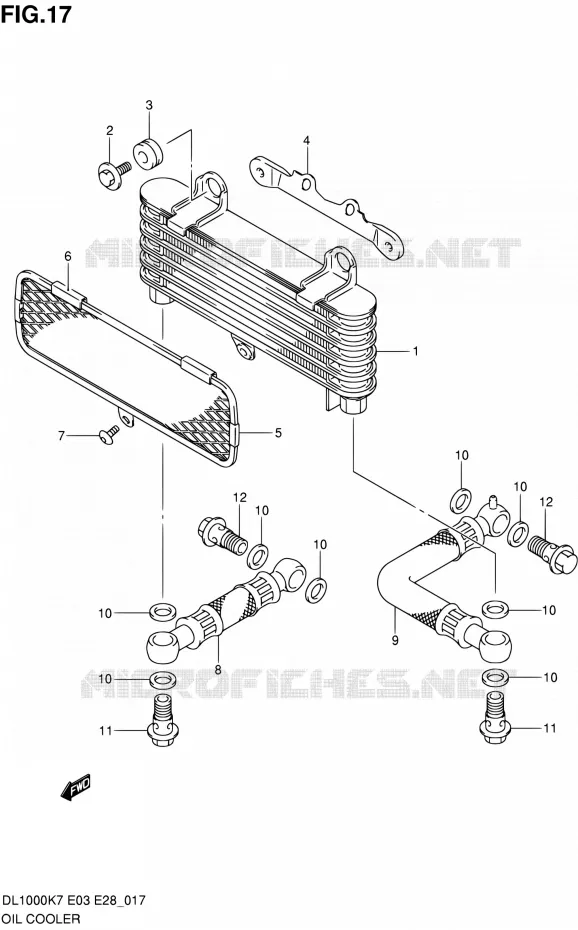 RADIATEUR D'HUILE Suzuki MOTO 1000 V-STROM 2010  DL1000 L0 (E03,E28,E33)