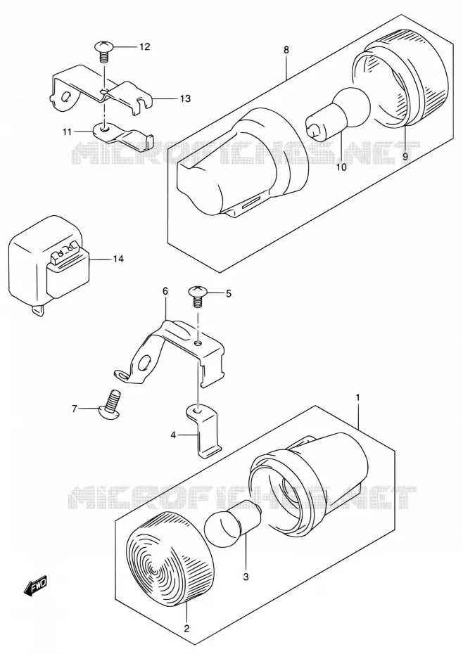 CLIGNOTANTS (MODEL K2/K3/K4/K5 E06) Suzuki MOTO 200 DR 2003  DR200SE K3 (E06,E24)