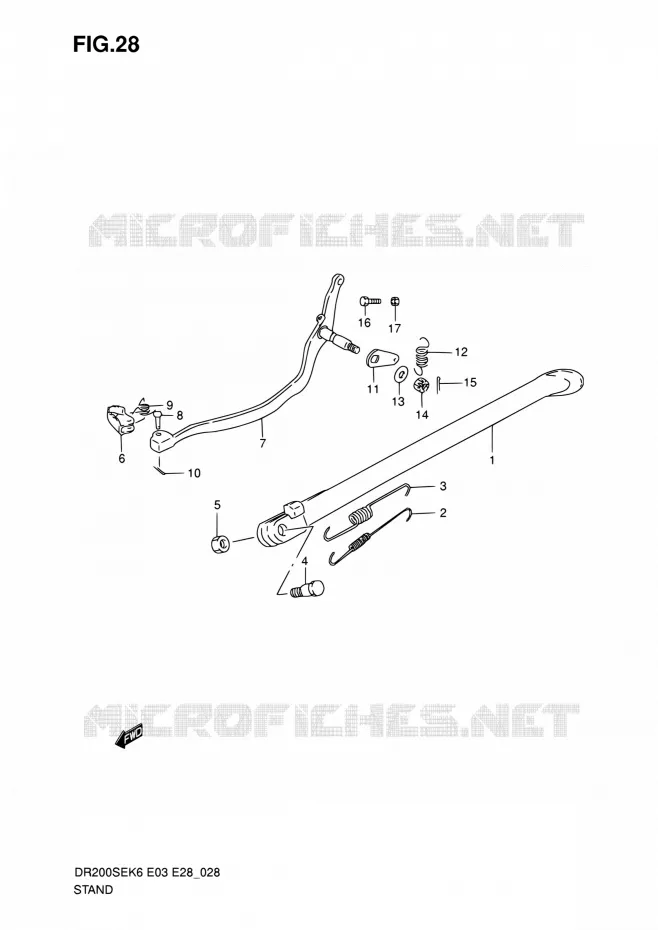 BEQUILLE Suzuki MOTO 200 DR 2010  DR200SE L0 (E03,E28,E33)