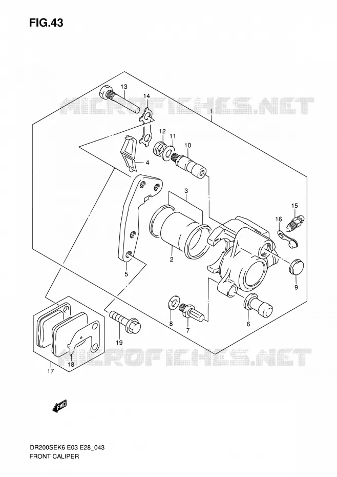 ETRIER DE FREIN AVANT Suzuki MOTO 200 DR 2010  DR200SE L0 (E03,E28,E33)