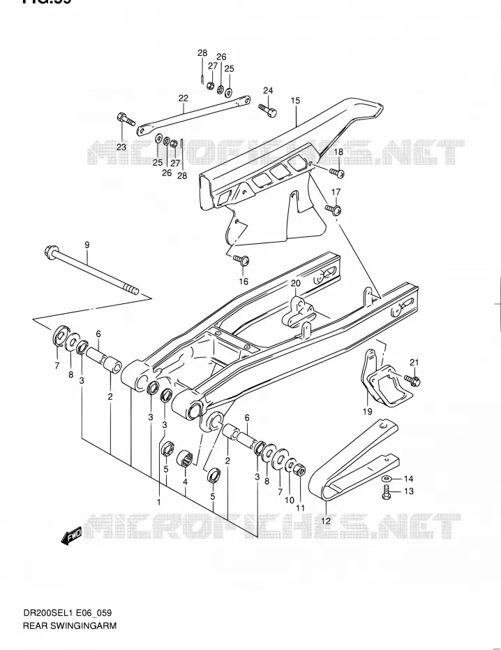 BRAS OSCILLANT ARRIERE Suzuki MOTO 200 DR 2011  DR200SE L1 (E06,E24)