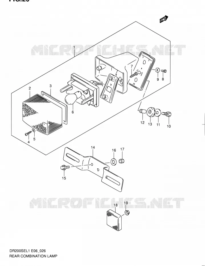 ENSEMBLE FEU ARRIERE (DR200SEL1 E06) Suzuki MOTO 200 DR 2011  DR200SE L1 (E06,E24)