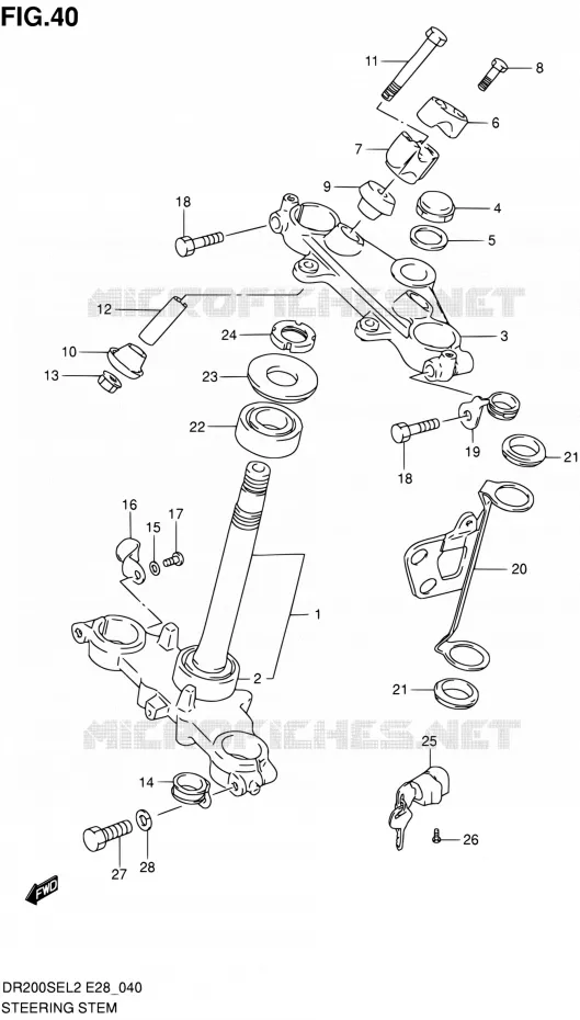 COLONNE DE DIRECTION Suzuki MOTO 200 DR 2012  DR200SE L2 (E03,E28,E33)