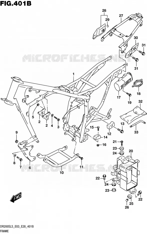 CADRE (DR200SL5 E28) Suzuki MOTO 200 DR 2015  DR200S L5 (E03,E28,E33)