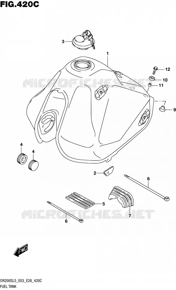 RESERVOIR D'ESSENCE (DR200SL5 E33) Suzuki MOTO 200 DR 2015  DR200S L5 (E03,E28,E33)