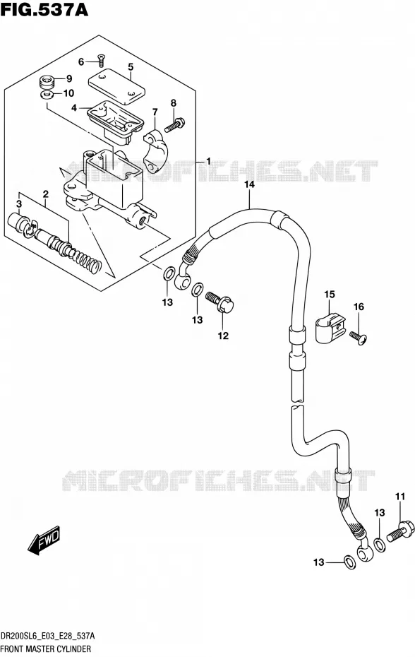 MAITRE CYLINDRE AVANT Suzuki MOTO 200 DR 2016  DR200S L6 (E03,E28,E33)