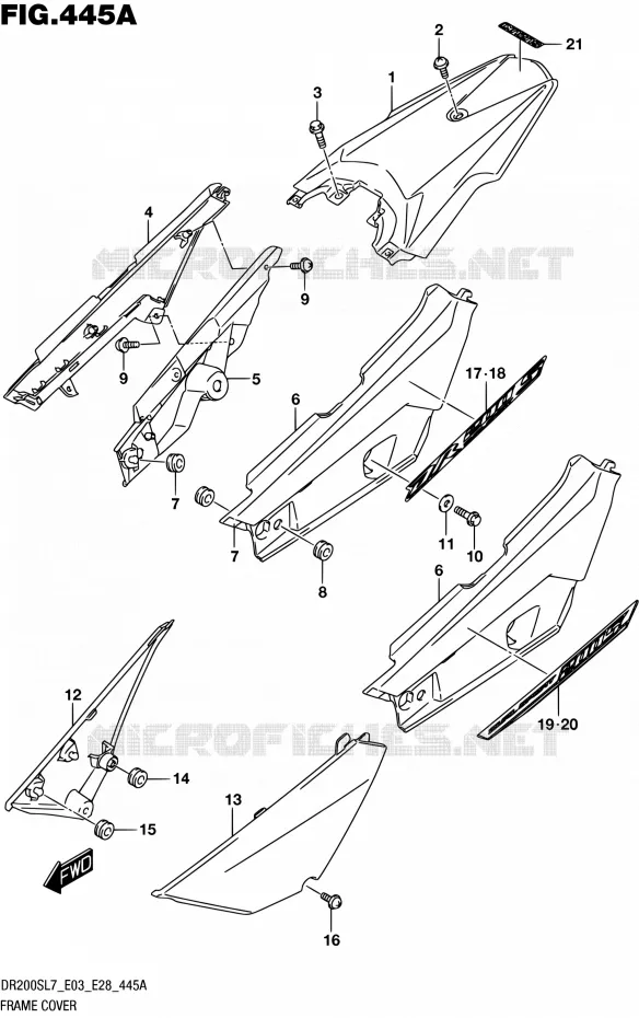 CARENAGES ARRIERE Suzuki MOTO 200 DR 2017  DR200S L7 (E03,E28,E33)