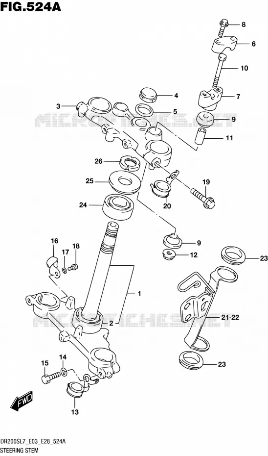 COLONNE DE DIRECTION Suzuki MOTO 200 DR 2017  DR200S L7 (E03,E28,E33)
