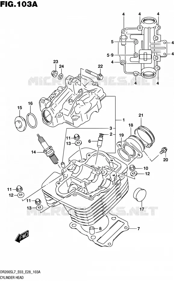 CULASSE Suzuki MOTO 200 DR 2017  DR200S L7 (E03,E28,E33)